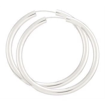 BNH Dame blanke 925 sterling sølv Øre creoler, Ø 40 mm x 3,0 mm